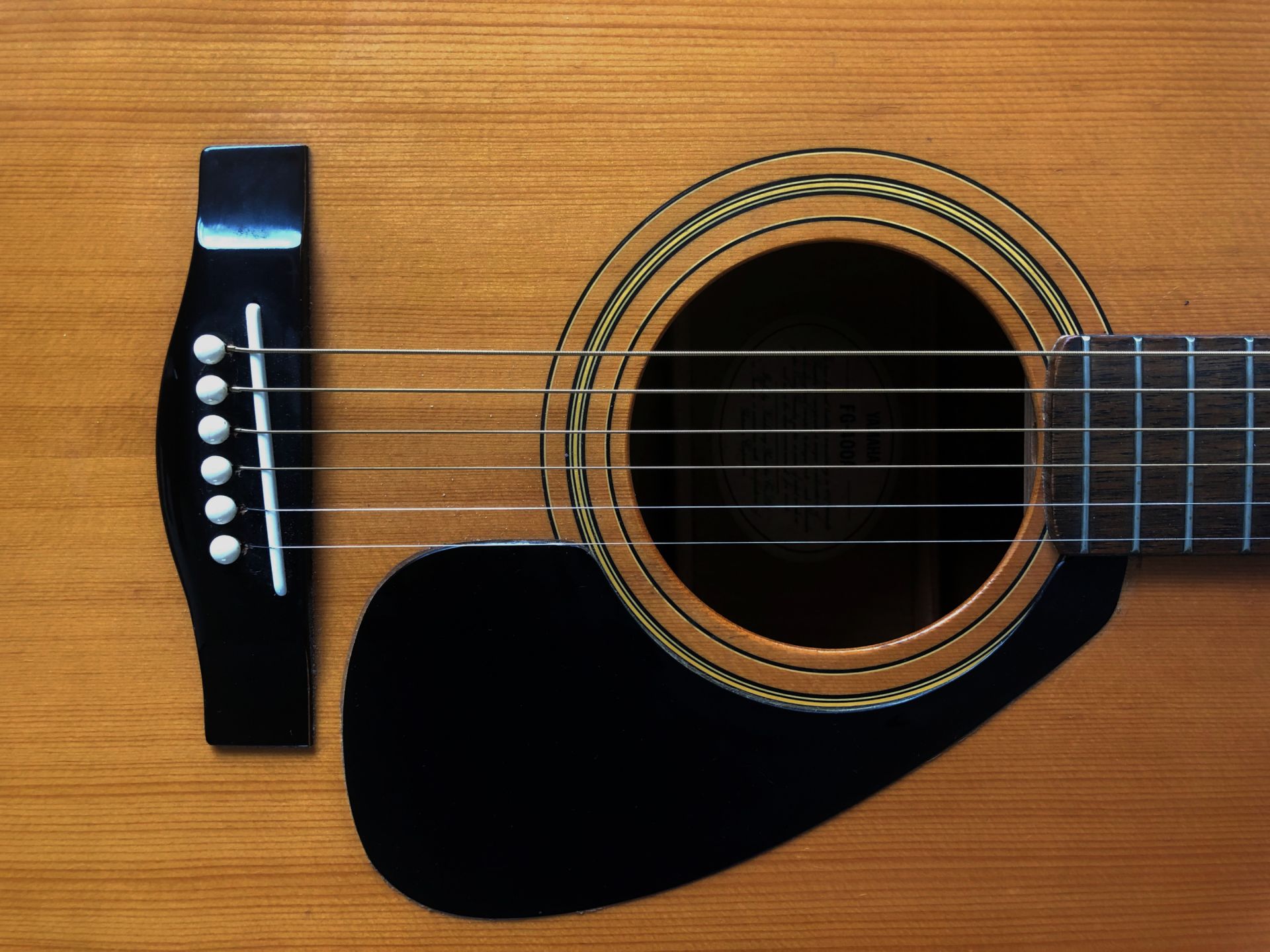Close-up of an acoustic guitar